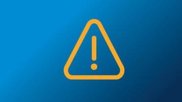 Yellow alert banner - warning symbol - blue background